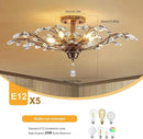 Ganeed Vintage Crystal Chandelier, Modern Bronze Branches Ceiling Light Fixture with 5-Light Heads for Farmhouse Living Room Dinning Room Kitchen Over Table Hallway by CozyNest Decor
