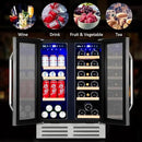 Wine and Beverage Refrigerator, 24 Inch Dual Zone Fridge with Glass Door, Built-In Cooler with Powerful and Quite Cool System/18 Bottles and 88 Cans Capacity Bverage Cooler by CozyNest Decor