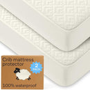Niagara Crib 2 Pack 100% Waterproof Mattress Protector, Soft Breathable Crib Mattress Protector with Deep Pocket, Mattress Pad for Toddler and Baby (52x28, Beige) - Viscose Made from Bamboo by TinyTreasures Baby Boutique