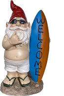 Surfer Garden Sculpture | Party Gnome Garden Statue |Surfing gnome |Funny Lawn Gnome Statue - 10 inches by CozyNest Decor