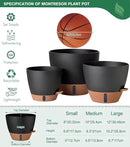12/10/8 Inch Self Watering Pots for Indoor Plants Plastic Large Plant Pot for Outdoor Plants, Water Level Window & Spacious Reservoir Flower Pots Decorative Planter with Drainage and Tray (Black) by CozyNest Decor