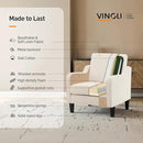 VINGLI Mid Century Modern Accent Chair, Beige Fabric Accent Chairs for Living Room Upholstered Armchair Sofa with Scooped Arms for Bedroom, Apartment, Studio, Office, Waiting Room by CozyNest Decor