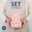 BLUE GINKGO Nesting Silicone Containers - Set of 3 Hard-Shell Silicone Food Storage Containers | BPA Free, Airtight, Dishwasher and Freezer Safe (6.7oz, 10oz, 20oz) - Pink by TinyTreasures Baby Boutique