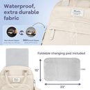 RUVALINO Diaper Bag Backpack-Multifunction Baby Travel Bag with Changing pad, Insulated Bottle Holders & Pacifier Case, Large Capacity, Waterproof, Beige by TinyTreasures Baby Boutique