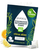 Puracy Dishwasher Pods, Natural Dishwasher Detergent, Free & Clear Dish tabs - Enzyme-Powered, Spot & Residue Free - TikTok Trend Items, Must Haves from TikTok Made Me Buy It (Citrus Skies, 18 Count) by TinyTreasures Baby Boutique