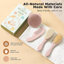 Yoofoss 4 Piece Baby Hair Brush and Comb Set，Wooden Baby Hair Brush with Natural Ultra Soft Goat Hair, Baby Comb Set for Boy, Girl - Pink by TinyTreasures Baby Boutique
