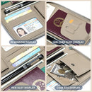 Leather Travel Wallet, Passport Wallet for Travel, Passport Holder for Family with RFID Blocking, with Zippered Pocket and Cash Slot, for Secure Traveling and Documentation Organizer (Eephant Grey) by TinyTreasures Baby Boutique