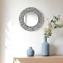 Natural Mother of Pearl Mirror Wall Decor for Bedroom Bathroom, 3PCS Geometric Wall Art Modern Home Office, Handmade Mosaic Art Circle Sculptures for Kitchen Living Dining Room (Black White) by CozyNest Decor