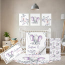 Personalized Baby Crib Bedding Set, 5 Pcs Custom Name Nursery Bedding Set, Purple Elephants Baby Bedding Set for Girls Boys, Double Layer Baby Crib Sets, Customized Gifts for Toddlers Infants by TinyTreasures Baby Boutique