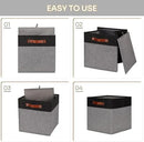 HNZIGE Storage Baskets for Organizing, Set of 4, Square Fabric Storage Cubes Bins 13 x 13, Collapsible Black Storage Bins for Shelves, Closets, Nursery, Home, Office (Black&Grey) by CozyNest Decor