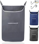 The Fine Living Co. X-Large Hanging Laundry Hamper with Over Door Hooks & Adhesive, Durable Space Saving Laundry Bag with Zipper and Wide Open Top,Hanging Dorm Laundry Hamper 20"x3.75"x31" (Gray-XL) by CozyNest Decor