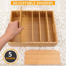 2 Pack Bamboo Lid Holder Food Container, Kitchen Organizer with 5 Adjustable Dividers, Cabinet Organizer for Food, Kitchen Gadget, Container Lids by CozyNest Decor