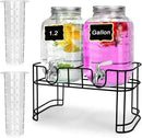 DD&HAPP Glass Drink Dispensers For Parties. 1.2 Gallon Beverage Dispenser With Stand And Stainless Steel Spigot .Lemonade Dispenser With Ice Cylinder.Mason Jars,Laundry Detergent Dispenser. by CozyNest Decor