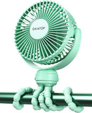Gaiatop Mini Portable Stroller Fan, Battery Operated Small Clip on, Detachable 3 Speed Rechargeable, 360° Rotate Flexible Tripod Better Cooling for Car Seat Crib Treadmill Travel Green by TinyTreasures Baby Boutique