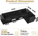 Modular Sectional Sofa with Chaise U Shaped Sectional Couch for Living Room, 5-Seater Comfy Cloud Couches, Plush Corduroy, Black by CozyNest Decor