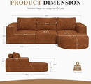 Modular Sectional Sofa with L-Shape Chaise,Cloud Sectional Modern Sleeper Couch with Deep Seat,Sponge Compression Sofas No Assembly Required(Brown-Corduroy Fabric) 1PCS by CozyNest Decor
