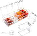 Clear Seasoning Box, 4 Piece Seasoning Rack Spice Pots, Plastic Storage Container Condiment Jars with Lids and Spoon, Storage Container Spice Jar for Salt Sugar Tea Herbal Coffee Beans by CozyNest Decor