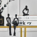Home Decor Thinker Statue Accents, Set of 3 Thinker Sculptures Office Decor Modern Abstract Resin Decoration on Shelf Table Desk for Living Room Office Bedroom (Small Black) by CozyNest Decor