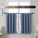 Simplebrand Ava Denim Blue Short 36 Inches Blackout Curtain 2 Panels Set, Half Window Rod Pocket Privacy Curtain Tiers for Kitchen, Curtains Blackout for Bathroom Shades, W40 x L36 Inch, Denim Blue by TinyTreasures Baby Boutique