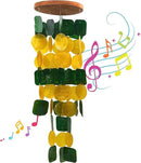 Bellaa 24896 Wind Chimes Outdoor, Garden Decorations, Musical, Indoor/Outside Windchimes, Beach, Ocean Breeze, Gifts for Mom, Gift for All Occasions, Capiz Sea Glass Shells Wood Yellow Green by CozyNest Decor