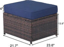 Outdoor Ottoman Rattan Footstool - Patio Ottomans with Removable Cushion, All-Weather PE Wicker & Steel Frame for Poolside, Garden Outdoor Furniture,23.6 x 21.7 x 17.8 inches, Brown by CozyNest Decor