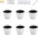 6 Pack White Hanging Planter Pots Self Watering Vertical Garden Wall Mount Window Hang Round Plastic Container Indoor Outdoor for Plants Flowers Succulent Kitchen Living Herbs Holder Decor(Large) by CozyNest Decor