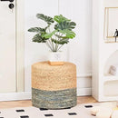 Wimarsbon 18'' Ottoman Pouf, Natural Braided Poof, Rustic Handweave Lounge Pouffe, Boho Footrest Stool for Bedroom, Accent Table or Seat for Living Room (Dusty Blue) by CozyNest Decor