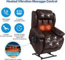 MAEVIS Power Recliner Chair, Lay Flat Sleeping Lift Chairs Recliner for Elderly with Heat and Massage,Comfy Real Breathable Leather Recliners with Dual OKIN Motor for Living Room (Brown) by CozyNest Decor