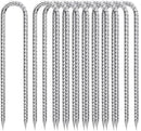 Rebar-Stakes-12-Inch, Ground Stakes Heavy Duty U-Hook Galvanized Anti-Rust Heavy Duty Ground Anchors for Garden Dog Fence Chicken Coop Christmas Decorations Deer Fence 12pcs by CozyNest Decor