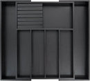 VaeFae Premium Bamboo Silverware Drawer Organizer Kitchen, Expandable Utensil Organizer with Knife Block, Cultery Tray with Divider for Flatware (Black) by CozyNest Decor
