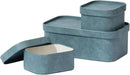 La Jolie Maison Vegan Leather Storage Boxes with Lids, Set of 3 Decorative Storage Containers Organize Stackable Storage Box, Dusty Blue by CozyNest Decor