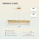 10 Lights Modern Crystal Chandelier, Gold K9 Rectangle Rectangular Chandeliers,Luxury Flush Mount Pendant Ceiling Light for Dining Room Kitchen Island L47''xW10''xH10'' by CozyNest Decor