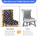 Toddler Booster Seat for Dining Table, Adjustable Safety Buckle Child Booster Seat with Backrest, PU Waterproof Easy Cleaning Portable Booster Cushion (Black) by TinyTreasures Baby Boutique