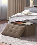 Storage Ottoman Bench, Folding Ottoman Foot Rest, 15 x 30 x 15 Inches, End of Bed Bench,Storage Chest, for Living Room, Bedroom, Hallway, Entryway, Brown by CozyNest Decor