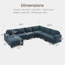 Nolany Modular Sectional Couch with Storage Ottoman, Corduroy Sectional Sofa with Chaise, U Shape Sectional Couches for Living Room, Blue by CozyNest Decor