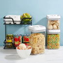 Felli Flip Tite Food Storage Container 5" LARGE 5pk Set + No Residue Label, Airtight Lid Easy Lock Top Stackable, Plastic Canister Jar for Pantry Kitchen Fridge Organizer Pasta Protein Powder Spice by CozyNest Decor
