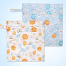 2pcs Cloth Diaper Wet Dry Bags, Waterproof Reusable Wet Bag with 2 Zipper Pockets & Handle, Washable Laundry Bags for Baby Adult Clothes Travel Beach Pool Daycare Yoga Gym Exercise Swimsuits, by TinyTreasures Baby Boutique