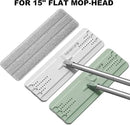 JOYMOOP Flat Mop Pads, Microfiber Mop Cleaning Pads, Washable Pads, Pads Replacement for JOYMOOP Flat Mop or Mop Bucket Set, Pack of 4 Refills 15inch - Grey and Stripe by CozyNest Decor