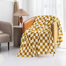 LOMAO Throw Blankets Flannel Blanket with Checkerboard Grid Pattern Soft Throw Blanket for Couch, Bed, Sofa Luxurious Warm and Cozy for All Seasons (Yellow, 50"x60") by CozyNest Decor