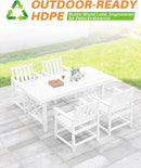 HDPE Patio Dining Set, 5-Piece Outdoor Table and Chairs with Umbrella Hole, Modern Outdoor Dining Set for 4, HDPE Outdoor Patio Furniture Dining Sets for Deck, Poolside, Porch, Pearl by CozyNest Decor