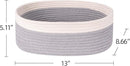 Baskets for Shelf Storage Cute Basket to Store and Organize Household Items/Woven Rope Basket for Living Room, Bedroom,Playroom/Durable Small Oval-13x8.66x5.11’’,3 Packs Off White&Gray by TinyTreasures Baby Boutique