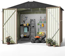 Greesum Outdoor Storage Shed 6 x 8 ft. Utility Tool Shed Metal Storage Garden Shed with Door & Lock for Patio Storage, Brown by GreenHaven Gardens