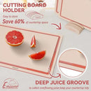 Empune Plastic Cutting Board Set, Recycled Plastic Cutting Boards for Kitchen (Set of 3), Dishwasher Safe Large Chopping Board with Holder, Non-slip Feet and Juice Grooves, Nonporous, Pink by CozyNest Decor