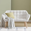 48”Small Loveseat Sofa, Modern Sherpa Upholstered Mini Couch 2-Seater Fluffy Love Seat with Quilting Backs and Wood Legs for Living Room, Bedroom and Small Space, White by CozyNest Decor