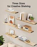 AMADA HOMEFURNISHING Long Wall Shelves, Rustic Farmhouse Style, Wood Floating Shelves for Wall Decor, Bathroom & Bedroom Storage, Living Room Book Shelves, 6pcs by TinyTreasures Baby Boutique