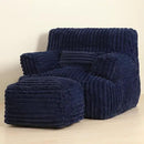 Comfy Gaint Bean Bag Chair with Ottoman, Fluffy Huge Bean Bag Armchair for Adults and Teens, Dark Blue by CozyNest Decor