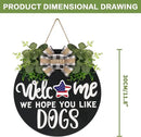 Interchangeable Wooden Seasonal Welcome Sign, Rustic Round Dogs Sign Front Door Wreaths for Home/Wall/Porch Decor, for Easter Spring Summer Fall Halloween Christmas All Season Decorations by CozyNest Decor