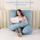 Amagoing Cooling Pregnancy Pillow for Sleeping, U Shaped Maternity Full Body Pillow for Women with Hip, Leg, Back Pain Support, Removable Cooling Cover Included (Light Blue) by TinyTreasures Baby Boutique