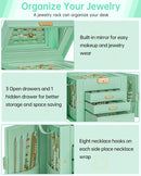 AKOZLIN 4-Tier Jewelry Box Leather Jewelry Storage Organizer with 3 Drawers Lockable for Women Girls Ring Necklace Earring Bracelet Holder with Mirror by TinyTreasures Baby Boutique