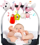 Jollybaby Baby Car Seat Stroller Toys, Plush Activity Hanging Spiral Activity Pram Crib with Music Box, Rattles, Squeaker for Babies Infant Boys Girls(Pink Fox) by TinyTreasures Baby Boutique